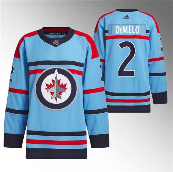 Mens Winnipeg Jets #2 Dylan DeMelo Light Blue Anniversary Primegreen Stitched Jersey Dzhi->winnipeg jets->NHL Jersey